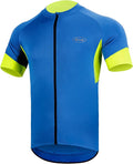 Cycling Jersey Men Short Sleeve MTB Road Bike Biking Shirts with 12 Rear Pockets- Moisture Wicking, Quick Dry, Reflective Strip Blue
