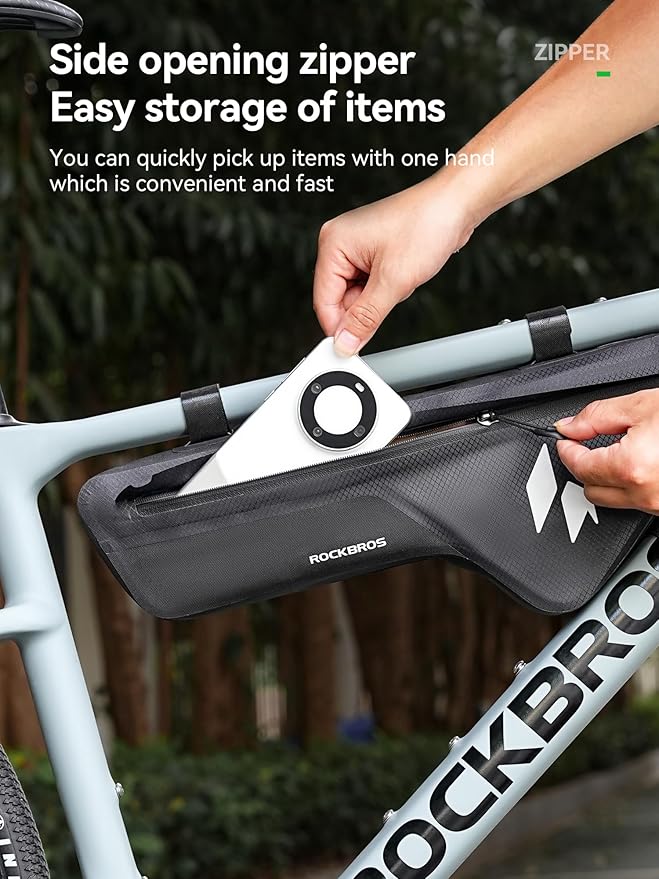 ROCKBROS Bike Frame Bag Waterproof Stable & Complete Set Top Tube Bicycle Storage Bag E-Bike Accessories for Women Men Cycling Fits for Outdoor Long Journey MBT Mountain Road Bike Gear Black