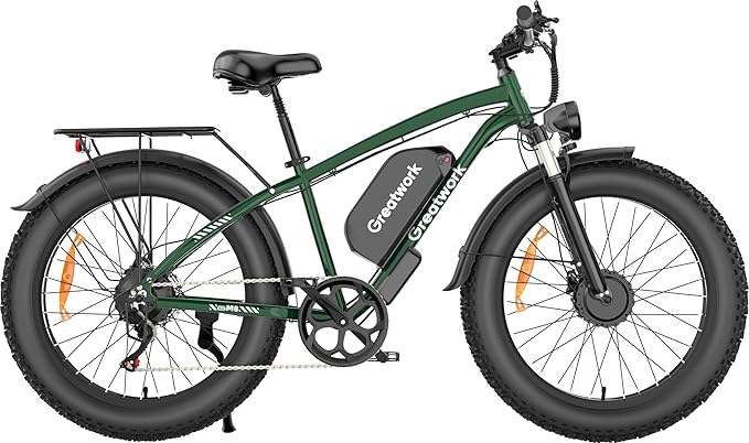 GREATWORK 52V 5000W Peak Dual Motor Electric Bike for Adults, 1300Wh Battery, Up to 45MPH & 100 Miles Range, 26" x 4.0 Fat Tire Electric Dirt Bike with Suspension, Mountain E-Bike for Men Women