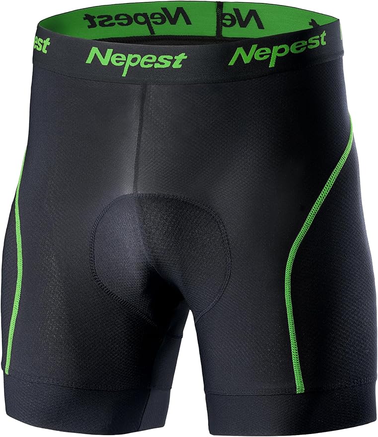 Nepest Mens Cycling Underwear 4D Padded Bike Shorts MTB Liner Mountain Bicycle Tights for Riding