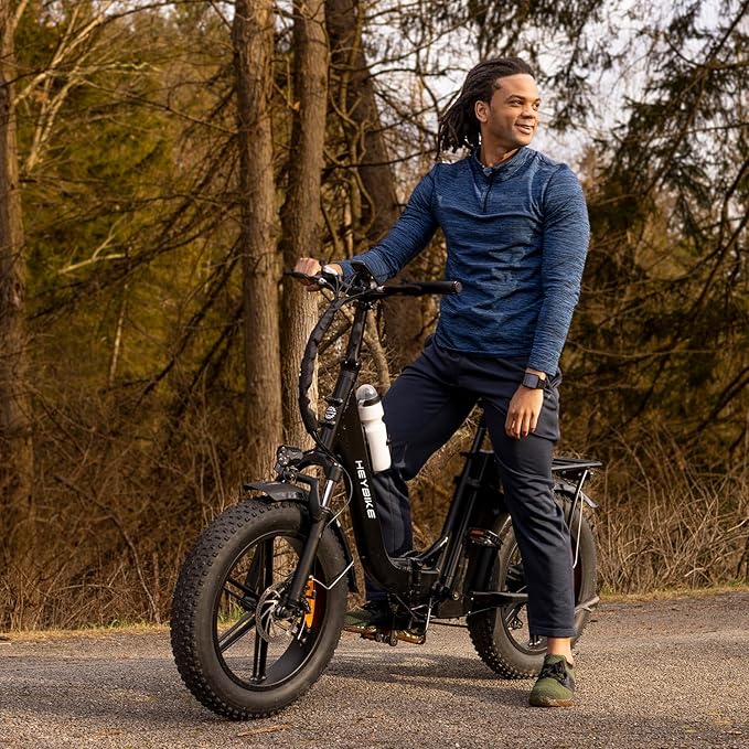 Heybike Ranger 2.0 Foldable Electric Bike for Adults, 20"×4 Fat Tire Ebike with 1400W Peak Motor, 28 MPH Max Speed, 600Wh Removable Battery, Up to 65 Miles Range, Front Suspension Step-Thru E Bike