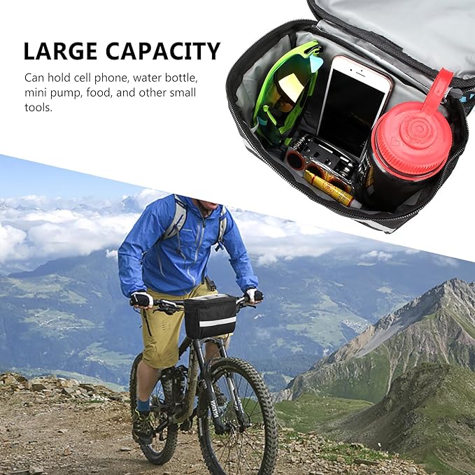 Lixada Bike Baskets Bag with Reflective Stripe Bicycle Handlebar Bag Bike Frame Bag Bicycle Bag Bike Front Tube Bag Bike Pannier Bag