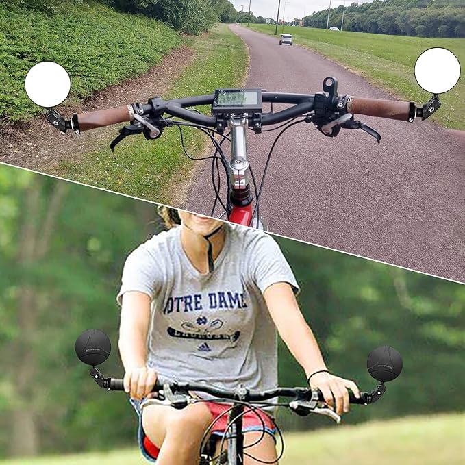 2 Pack Bicycle Rearview Mirror Bike Bar End Mirror Adjustable Bending Handlebar Bike Mirror Rotatable HD Bike Wide Angle Acrylic Convex Mirrors for Mountain Road Bicycle Moped Cycling