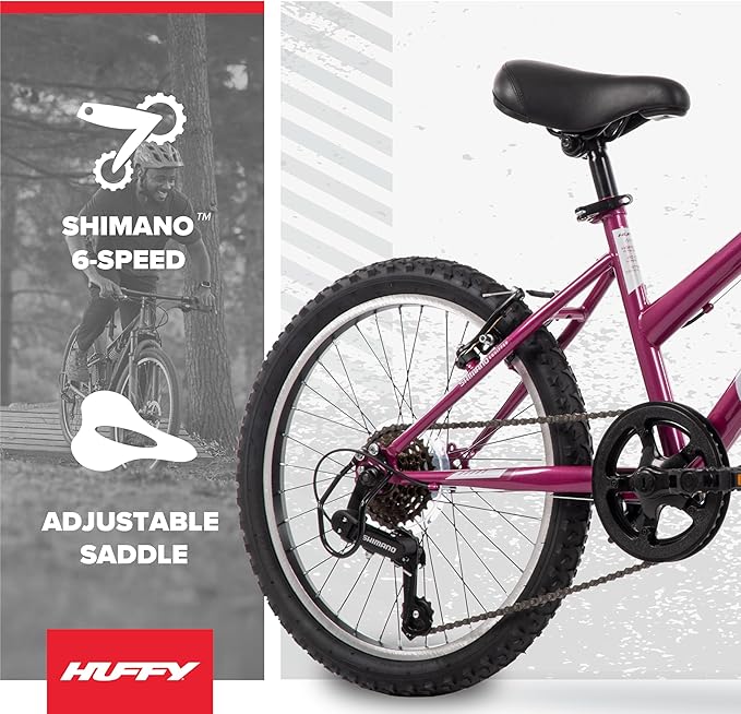 Huffy Stone Mountain Bike for Men and Women, 20”/24”/26”, 6-Speed (20”) or 21-Speed, Front or Dual Suspension (Varies), Multiple Colors, Adjustable Saddle, Shimano Equipped, All-Terrain Tires