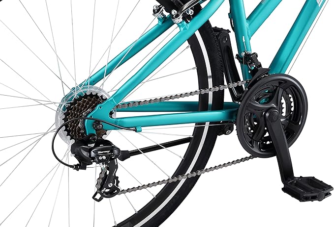 Schwinn Network 3.5 Hybrid Bike, 700c Mens and Womens Bike, 21-Speed Hybrid Bicycle, Aluminum Frame, Suspension Seat, Alloy Linear Pull Brakes, Adult Bicycle