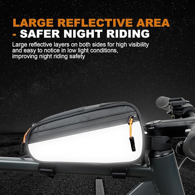 NDakter Bike Triangle Frame Bag, Bicycle Storage Pouch with 2 Side Pockets, 3-in-1 Top Tube Bags for Phone, Waterproof Cycling Tool Accessories Pack for MTB Mountain Road Bikes（1.2L）