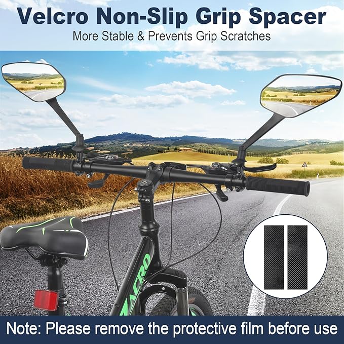 Zacro 2 Pack Bike Mirror, Bike Mirror Handlebar Mount, 360°Adjustable Bicycle Rear View Mirror, Scratch Resistant Glass Lens, Fit for Mountain Bikes, City Road Bikes, E-bikes, Scooter