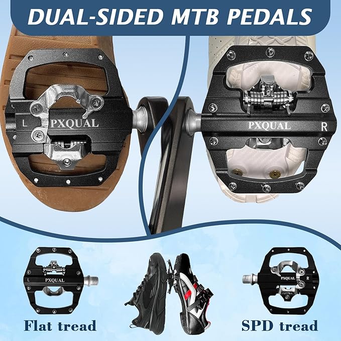 SPD Bike Pedals, 9/16 "Mountain Bike Pedal, Aluminum Alloy Sealed Clipless Pedals Compatible with SPD Type Cleats - Easy Clip in & Out