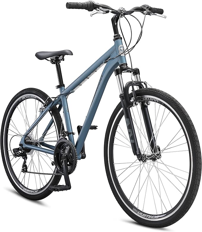 Schwinn Network 3.5 Hybrid Bike, 700c Mens and Womens Bike, 21-Speed Hybrid Bicycle, Aluminum Frame, Suspension Seat, Alloy Linear Pull Brakes, Adult Bicycle