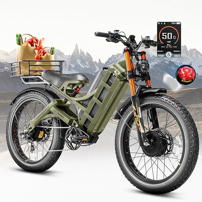 eAhora 2025 Latest Romeo Pro 3/2/Pro 5600W/50Mph 4000W/46Mph Dual Motor Electric Bike for Adults, 60V/80Ah 52V/70Ah 250+Miles Long Range Ebike 26''*4.0 Fat Tire Full Suspension Off-Road Ebike, UL2849