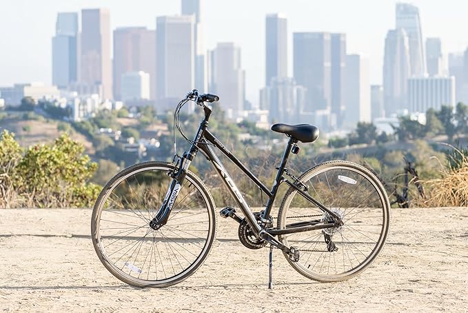 XDS Cross200 Women’s 21-Speed Step-Through Hybrid Bike – 700C Wheels, Black