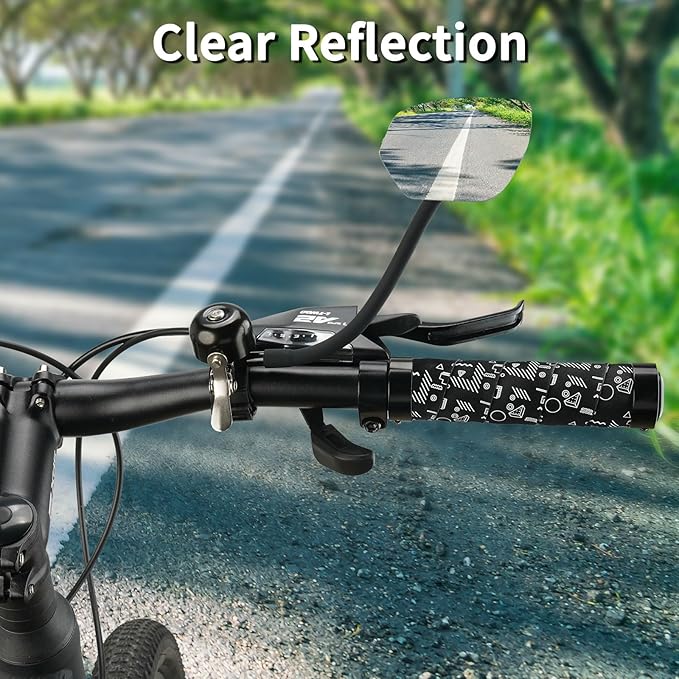 Bike Bell with Mirrors – 360° Adjustable Safety Bicycle Rear View Mirror, Scratch-Resistant Glass Lens, Universal Fit for MTB/Handlebars, Bike Accessories
