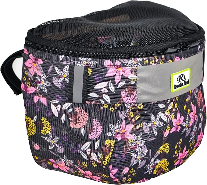 Kids Bike Basket,Durable Front Frame Bicycle & Scooter Basket Bag,Waterproof Fabric Bicycle Handlebar Bag for Boys, Girls, Toddlers with Zipper Mesh Lip (Pink Flower)