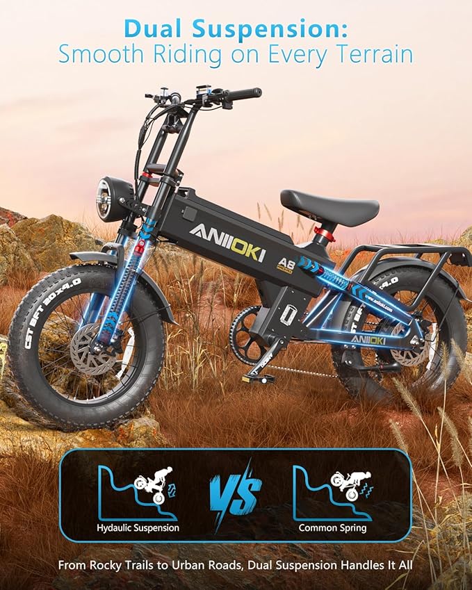 ANIIOKI 2026 A8 Pro Max Electric Bike, 30mph High Speed,200 Miles Range Fat Tire Ebikes, 60/70Ah Removable Battery, ebike for Adult