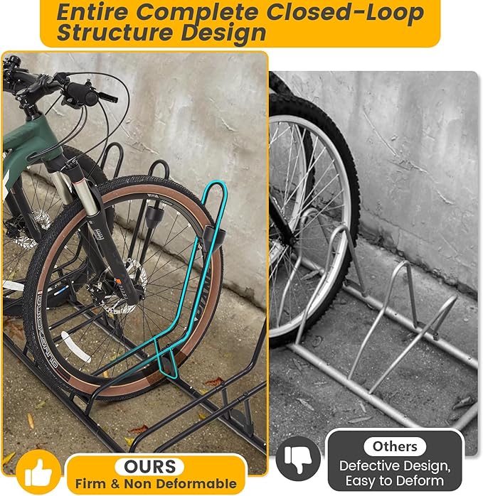 Bike Stand for 3 Bikes, Anti-Collision Design Protects Disc Brake & Derailleur, Waterproof Bike Rack Indoor/Outdoor/Garage Use, Fits Road/Kids/MTB Bicycles with 12"-29" Tires