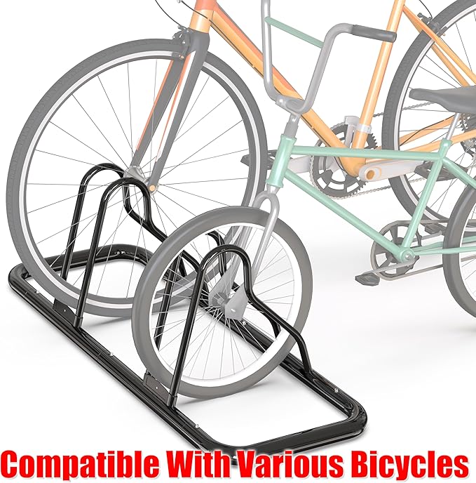 Simple Houseware 2 Bike Bicycle Floor Parking Adjustable Storage Stand, Black