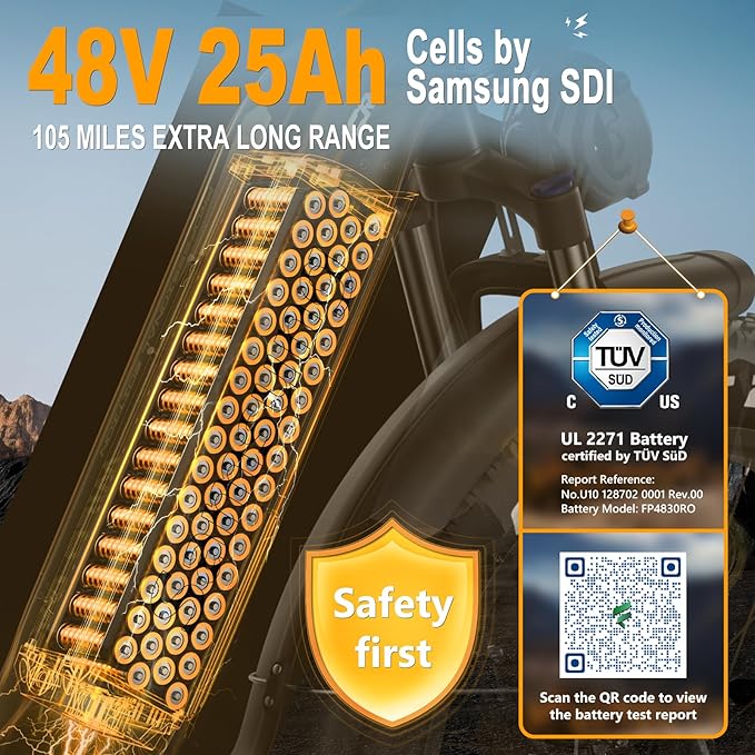 FREESKY Wildcat Ultra 3000W Electric Bike for Adults 105mile Long Range Step-Thru Ebike Motor 37MPH Dirt E Bike 25Ah Samsung Battery 26'' Fat Tire Electric Bicycle Full Suspension for Commute