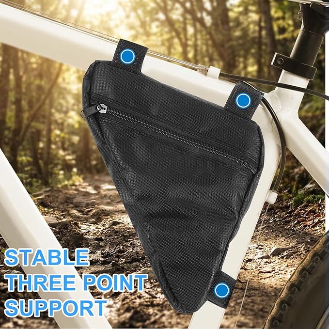 2PCS Bike Frame Bag Black Waterproof Mountain Bicycle Bag Small Bikes Top Tube Pouch for Road and Mountain Bikes Lightweight Cycling Storage Bags