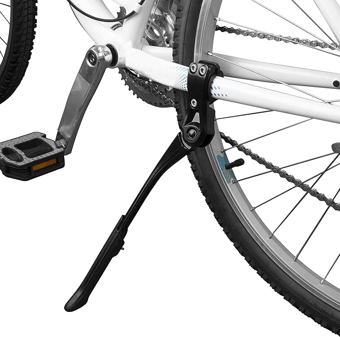 BV Rear Bike Stand for 24"-28" Bikes - Adjustable Bike Kickstand for Adult Bike with 8 Height Levels, Non-Slip Foot & Clamp Grip - Weather-Resistant Aluminum Alloy Bicycle Stand for Road, Mountain BMX