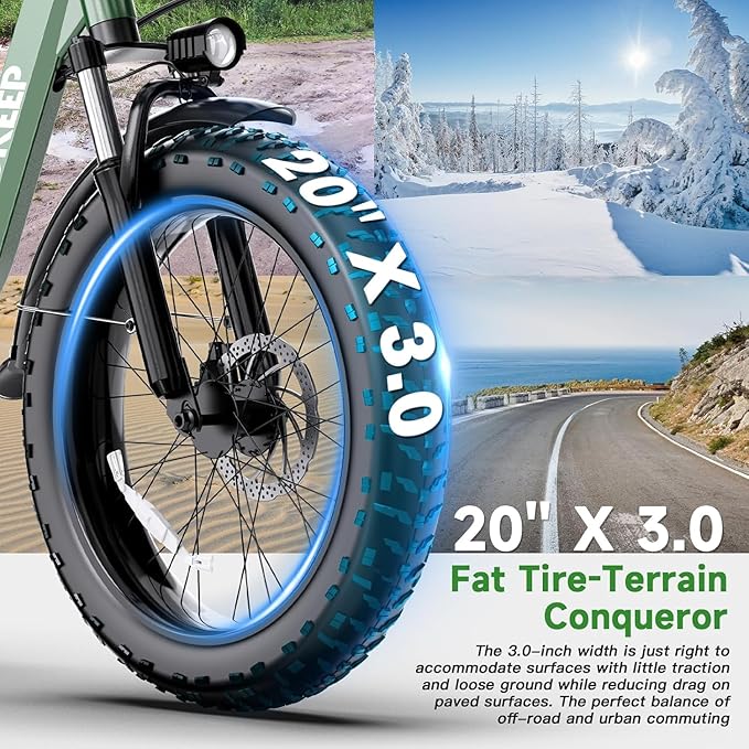 1800W Electric Bike for Adults, 52V/18.2AH Removable Battery Electric Bike, 86 Miles Long Range Foldable Fat Tire Electric Bicycle, 7-Speed Electric Commuter Bicycles, UL2849 Certified, Max 330LBS