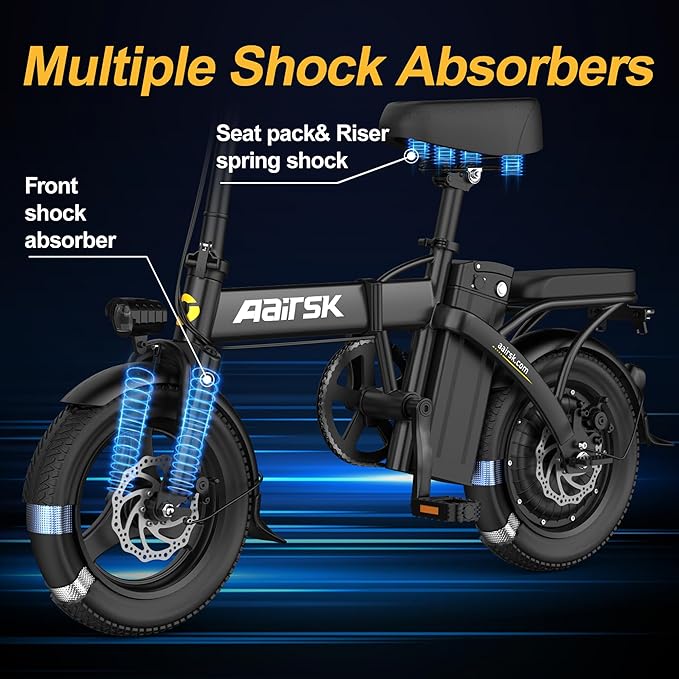 Electric Bike for Adults, Peak 748W Motor, Top Speed 20 MPH, 48V Removable Battery, Max 30/40 Miles Long Range, 14" Folding Electric Bicycle Adult & Teens for Commuting, UL 2849 Certified