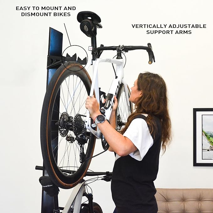 FEEDBACK SPORTS | Velo Cache 2 Bike Free-Standing Storage Tower | Vertical Rack For Road, MTB, Cyclocross, E-Bike | For Home, Office, Garage | Black
