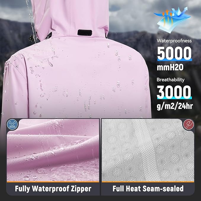 baleaf Women's Long Rain Coat Packable Waterproof Windbreaker Lightweight Cycling Jacket with Hood