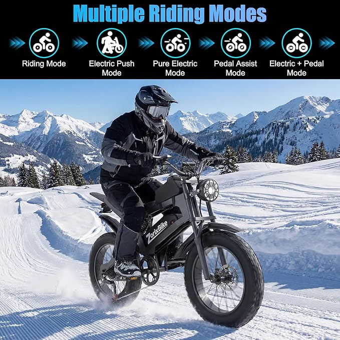 Retro Electric Bike for Adults,48V 20AH-1500/3000W Peak Motor Electric Bicycle-Max Speed 31-35MPH-Max 80 MI Range-20" x 4.0" Fat Tire Ebike,7-Speed, Dual Shock Absorber - UL 2849