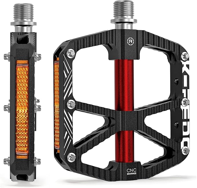 MTB Mountain Bike Pedal Platform Flat Bicycle Pedals Aluminum Alloy Non-Slip 9/16" Metal Bike Pedals with 3 Bearings for Road, BMX