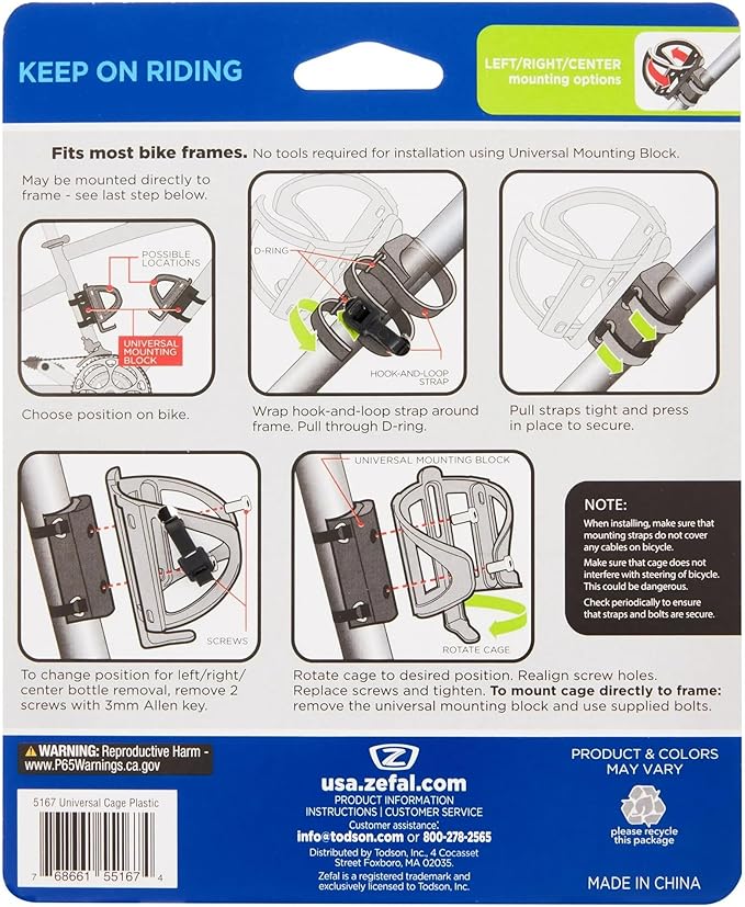 Zefal Pulse Universal Water Bottle Bike Cage (Multi-Position, Black)