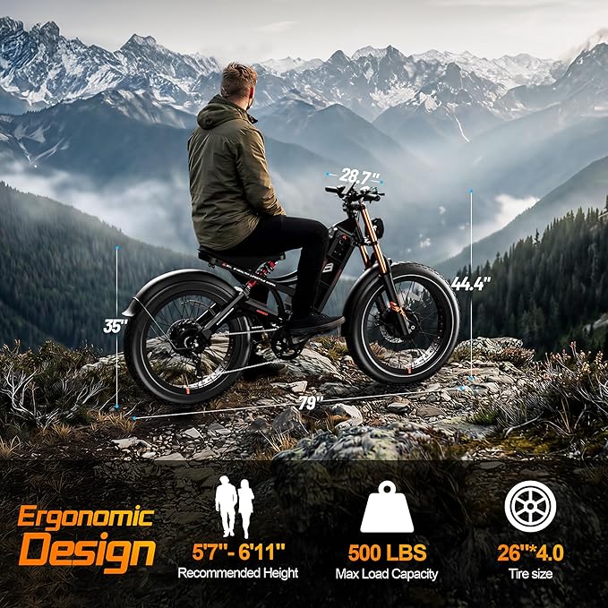 eAhora 2026 Romeo Pro3/2 50/46Mph Ebike 5600/4000W Dual Motor 200+Miles Electric Bike for Adults, 52V/70Ah 60V/80Ah Long Range 26 * 4.0" Fat Tire Full Suspension Electric Mountain Bike