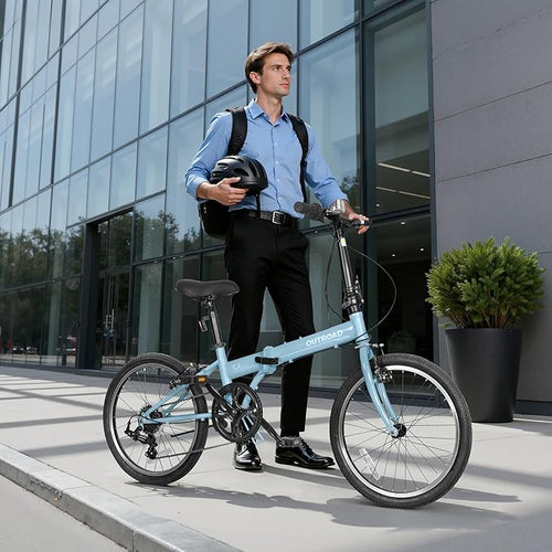 20 inch Folding Bike,7 Speed Lightweight City Commuter,Foldable Bike for Adults with Aluminum Frame Step Through Collapsible Bike for Women Men Seniors(Black/White/Blue/Pink)
