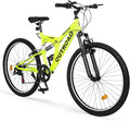 26 inch Mountain Bike Dual Full Suspension, Outdoor Hybrid Bikes,7-Speed/High-Carbon Steel, for Men Women Adult, MTB Bicycle with Suspension Fork,Sleek Colors