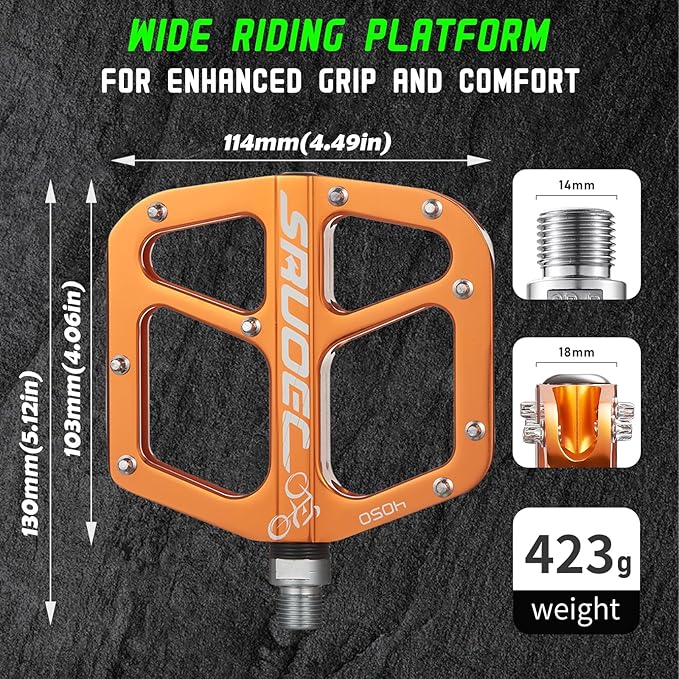 Universal Aluminum Bike Pedals for BMX/MTB, Wide Platform