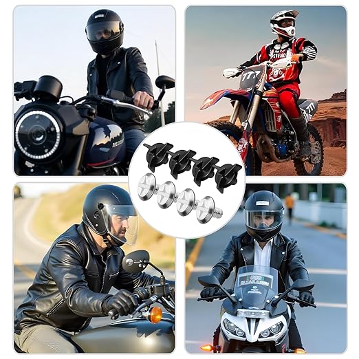 16Pcs Motorcycle Helmet Visor Screws Kit, Universal Dirt Bike Helmet Fasteners, Plastic & Alloy Motorcycle Mask Visor Clips with Washers, Replacement Screw for Football Hockey Helmet Accessories