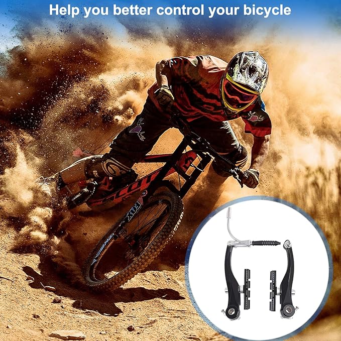 Bike Brake Pads Set, 70mm Universal V-Brake Blocks for Mountain and Road Bicycles, No Noise, No Skid, Includes Hex Wrench, Nut, and Shims for Front and Rear Wheels 2Pairs