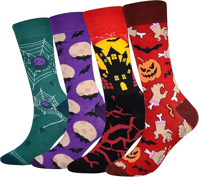 Cansok Men's 2/4 Packs Fun Crazy Novelty Dress Crew Socks