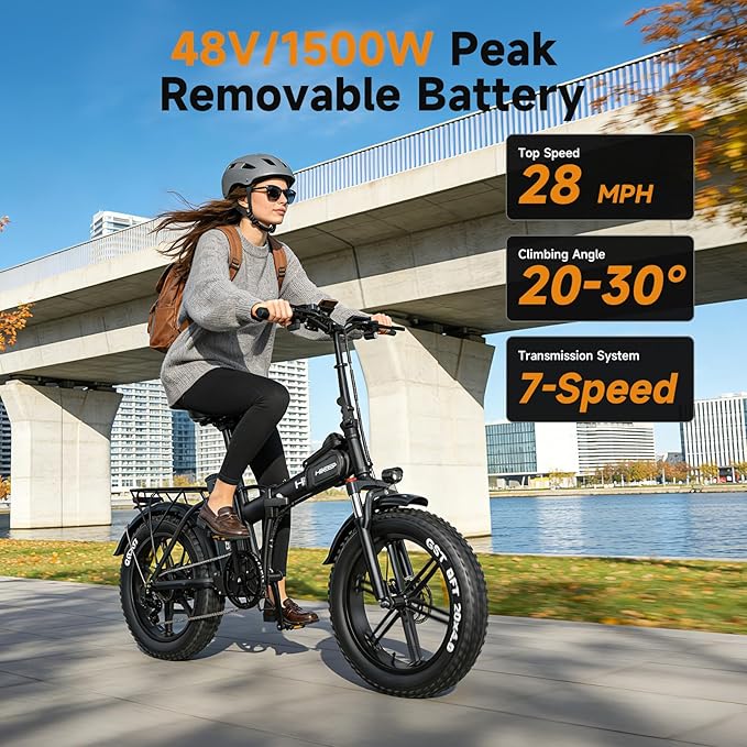 Fat Tire Electric Bike for Adults, UL2849 Certified 90% Pre-Assembled Folding E-Bike with Removable Battery & Cargo Rack