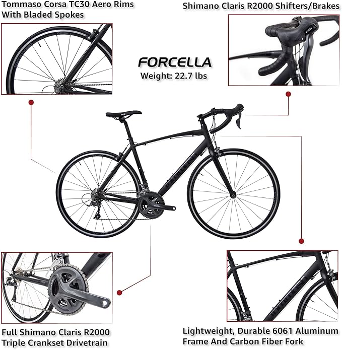 Tommaso Forcella Sport Bike Performance Aluminum Road Bike Carbon Shimano Claris 24 Speeds Road Bicycle Men Road Bikes for Men