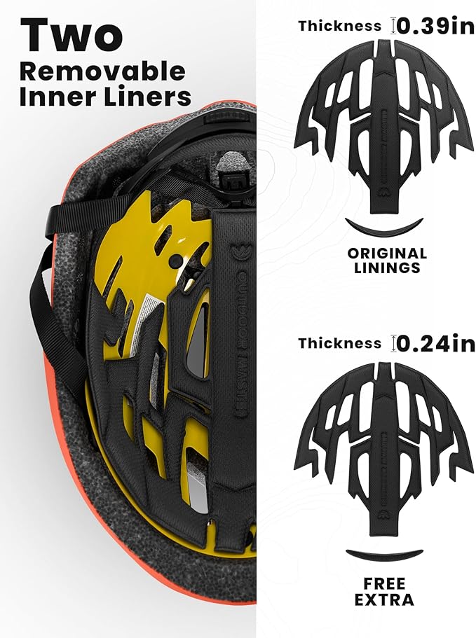 OutdoorMaster MIPS Bike Helmet for Adults-Two Removable Liners & Ventilation in Multi-Environment - Road Bicycle Helmets in Mountain, Motorway for Youth & Adult