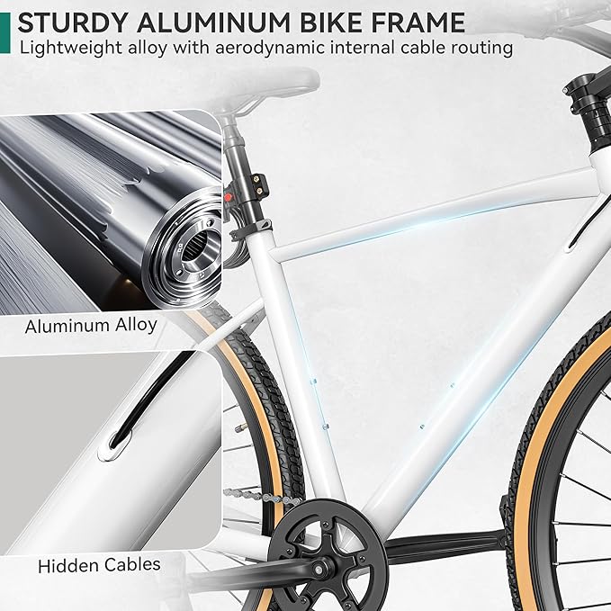 YITAHOME 700C Road Bike, 21 Speed Commuter Bicycle for Men Women, Lightweight Aluminum Frame Racing Bike, Adult Bicycle with Dual Disc Brake