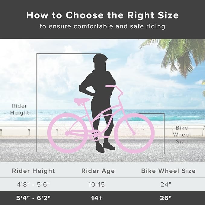 sixthreezero Urban Lady Beach Cruiser Bike, Women's 3 Speed Hybrid Bicycle