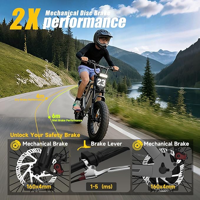 Electric Dirt Bike for Adults - Peak 1500W/3000W Electric Bikes, 48V/52V 15.6Ah/25Ah/40Ah, 50-100 Mile Range(PAS Mode), 16/20 Inch All-Terrain Fat Tire Motorcycle