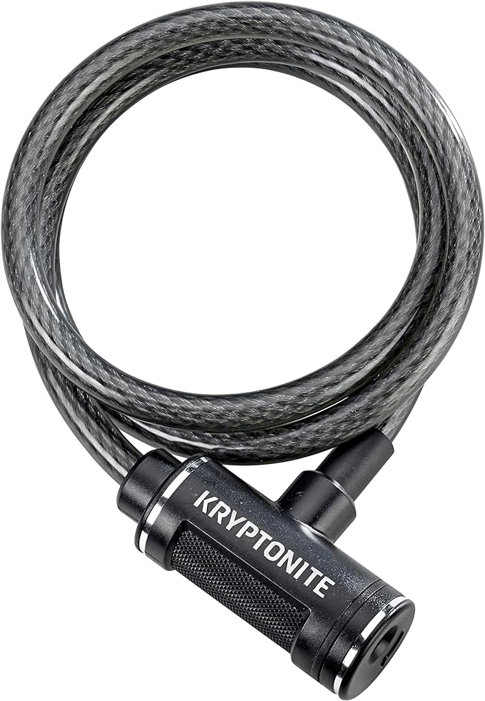 Kryptonite Parkview Bike Lock Cable, 6ft. x 12mm Braided Steel Cable Anti-Theft Security Bicycle Lock with Keys for Outdoor Equipment, Bicycles, Scooters, Fence, Gate