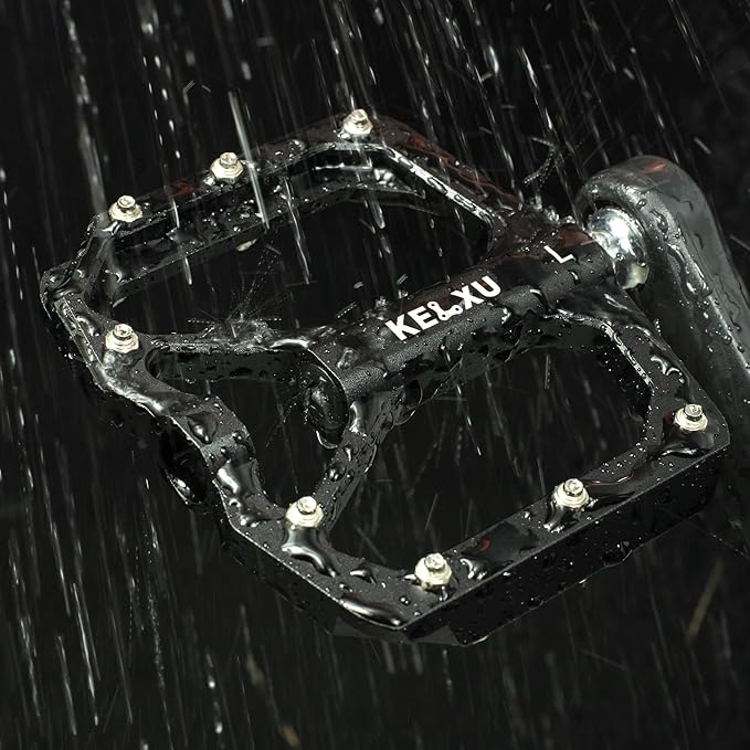 Mountain Bike Pedals 9/16", 3 Sealed Bearings Non-Slip Bicycle Pedals Aluminum CNC Machined Wide Flat Pedals for Road Bike MTB