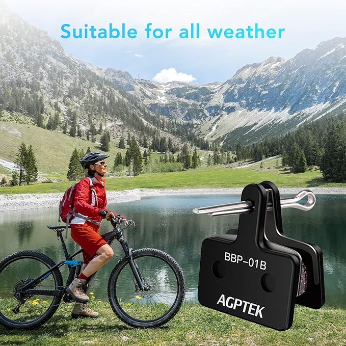 AGPTEK Bike Brake Pads, High-Performance Brake Pads, Disc Brake Pads & Spring (Semi-Metallic&Resin) for Mountain Bike Disc Brakes,Bike Pads Compatible with TRP Tektro Shimano Deore Br