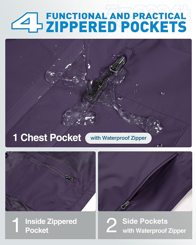 33,000ft Packable Rain Jacket Women Lightweight Waterproof Raincoat with Hood Cycling Bike Jacket Windbreaker
