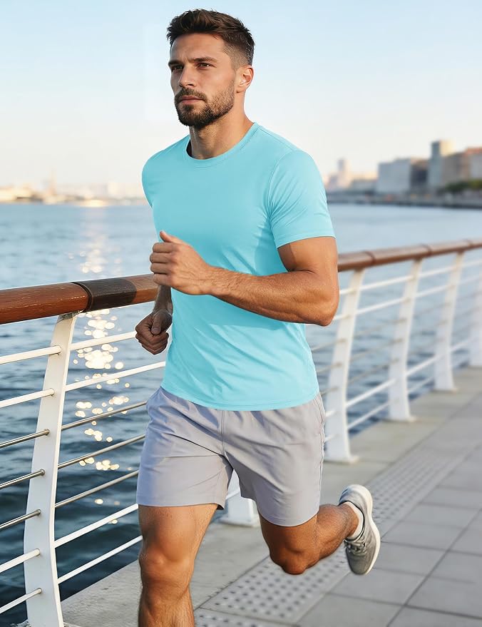 MAGCOMSEN Men's Short Sleeve UPF 50+ T-Shirt Quick Dry Workout Athletic Running Swim Tops Tee Rash Guard Performance Shirts