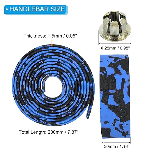 PATIKIL Bike Handlebar Tape, 4 Pack EVA Camouflage Handle Grip Wraps Non-Slip Bicycle Bar Tape with Black End Plugs for Racing Bicycles Road Bicycle, Blue Black