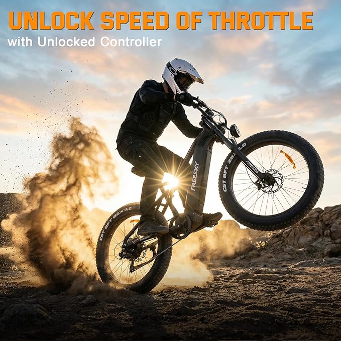 FREESKY 3500W BAFANG Motor Electric Bike for Adults, 48V 30Ah Samsung Cells Battery Ebike 120 Miles, 38+MPH, 26" Fat Tire Dirt All-Terrain Mountain E Bike, Full Suspension, UL 2849 Certified by TÜV